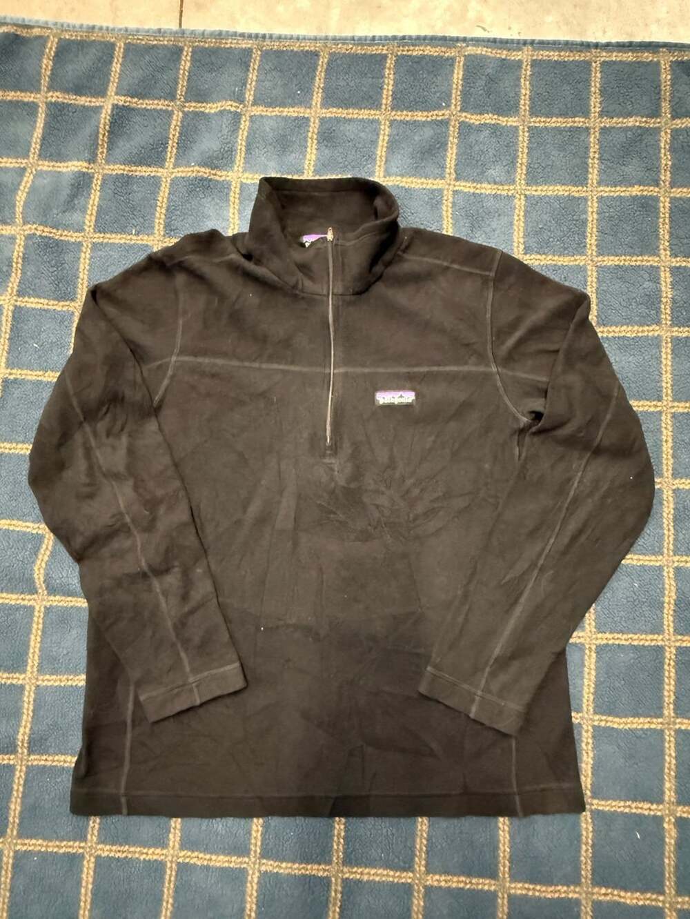 Patagonia Micro D 1/4 Zip Fleece Pullover Size M Black